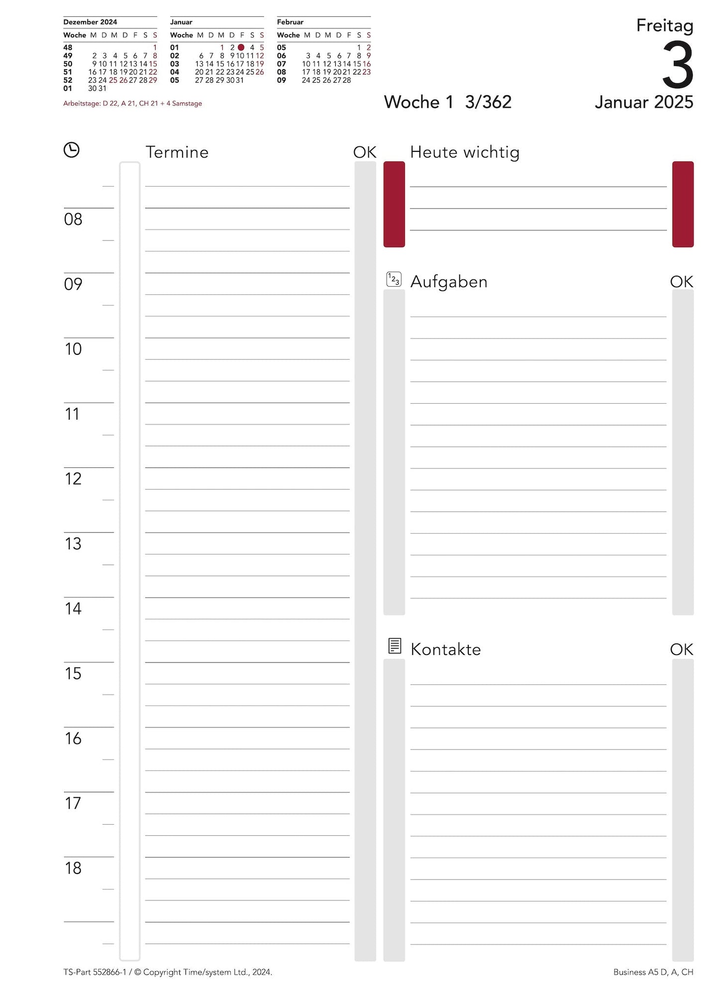 Business A5 Annual Content 2026 Tagesplanung - Deutsch