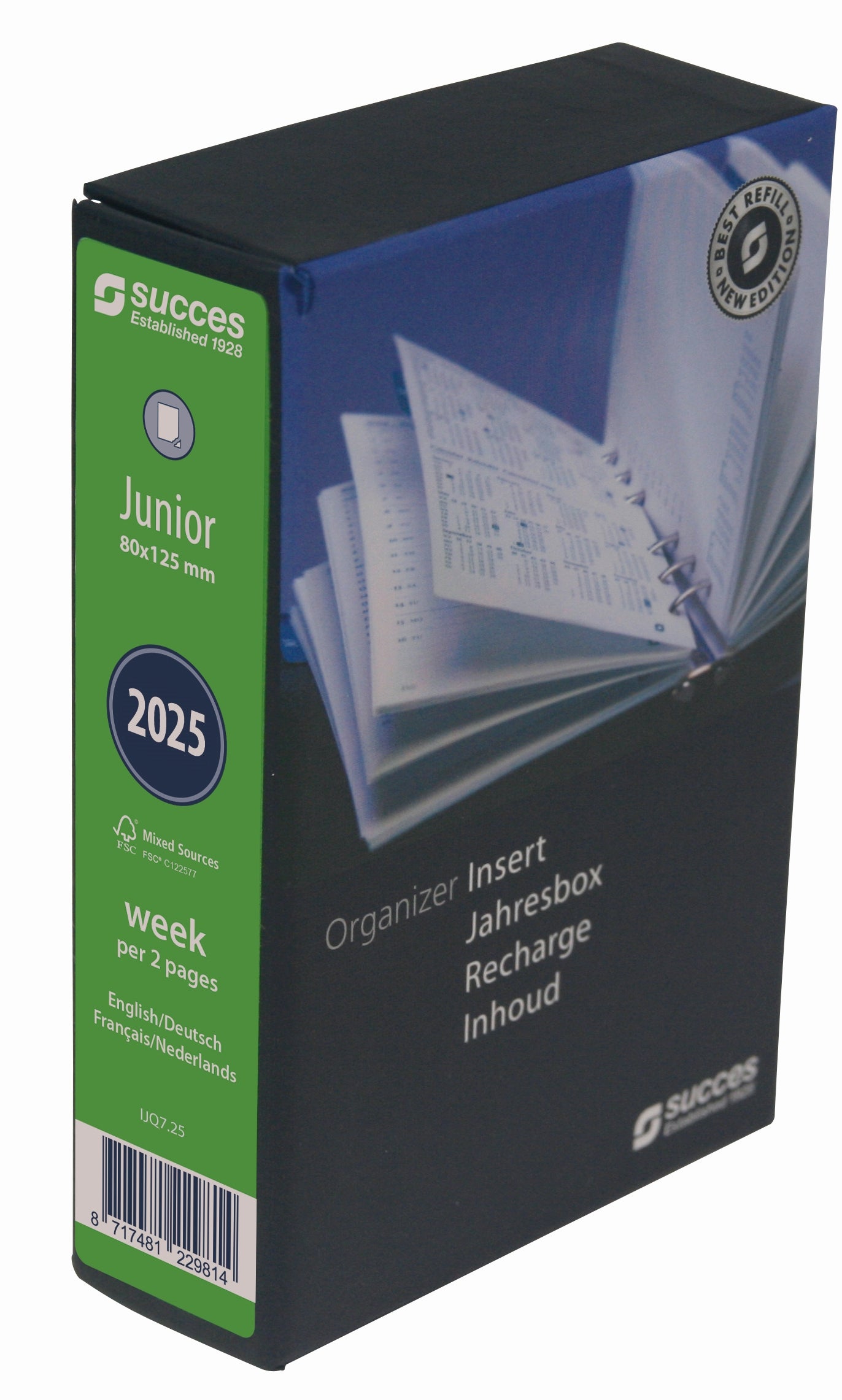Succes Annual Box Junior 7 days on 2 pages 4 languages (DE-NL-EN-FR) white 2025