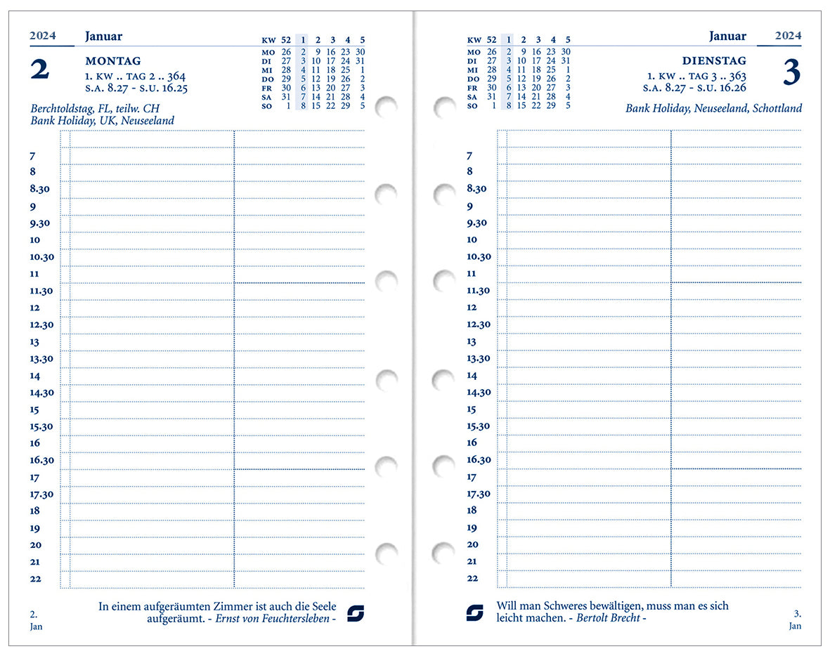 Succes Calendar Junior 1 day per page German white 2024