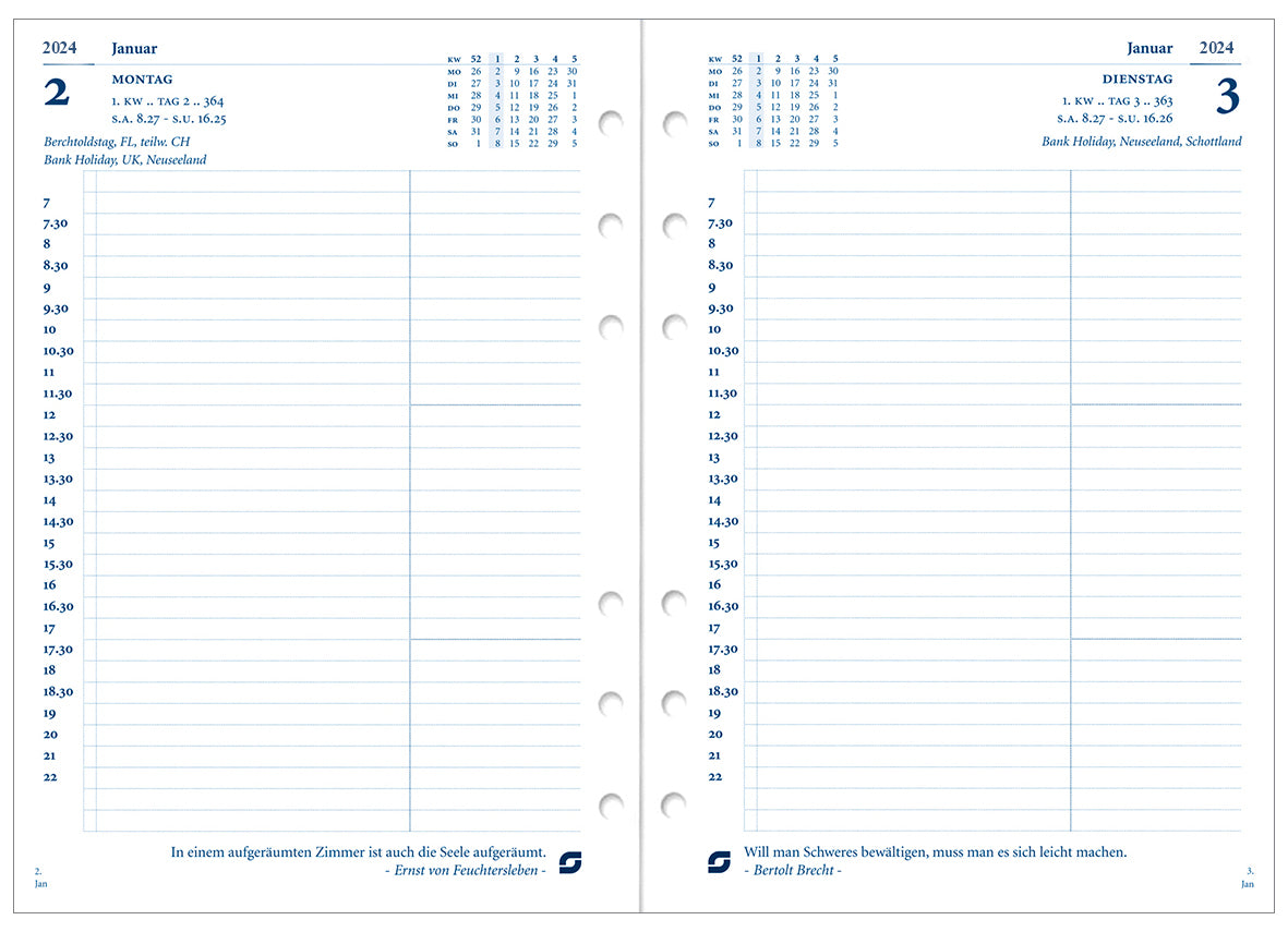 Succes Calendar Senior 1 day per page German white 2024