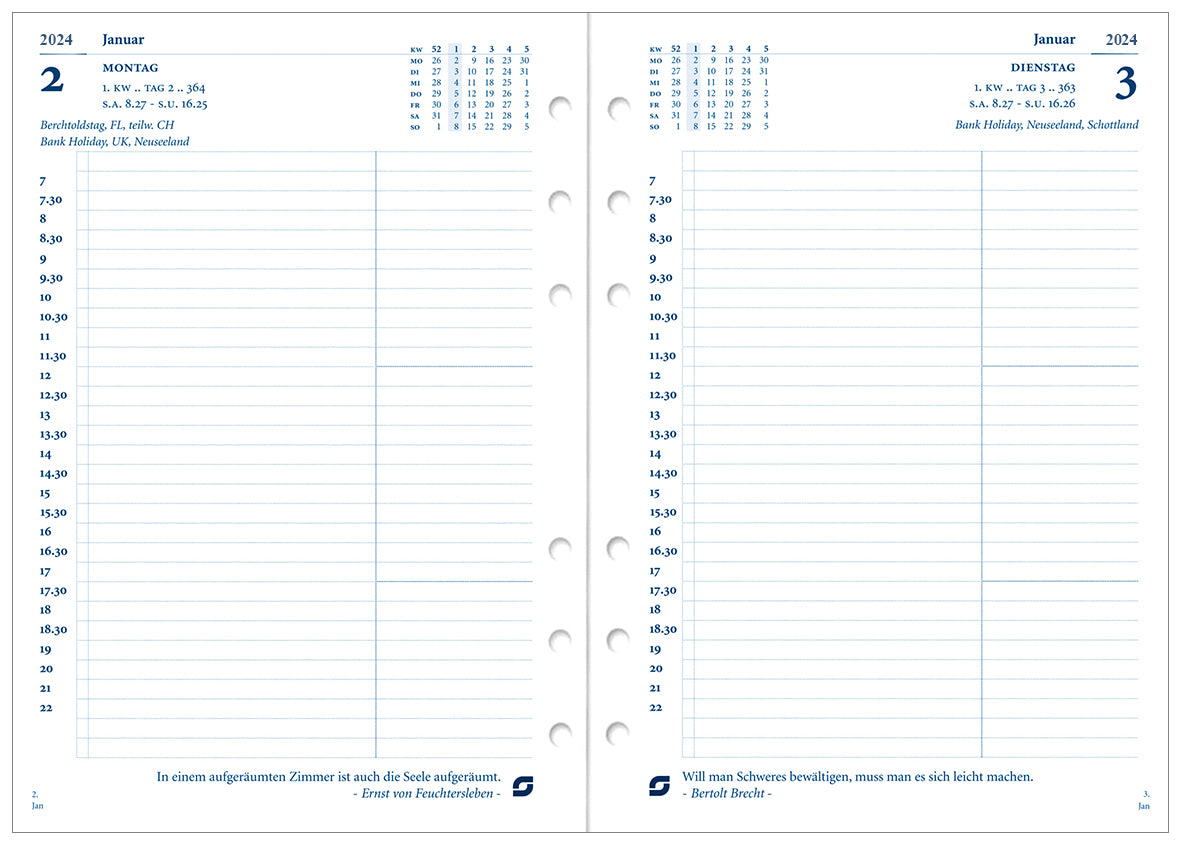 Succes Calendar Standard 1 day per page German white 2024