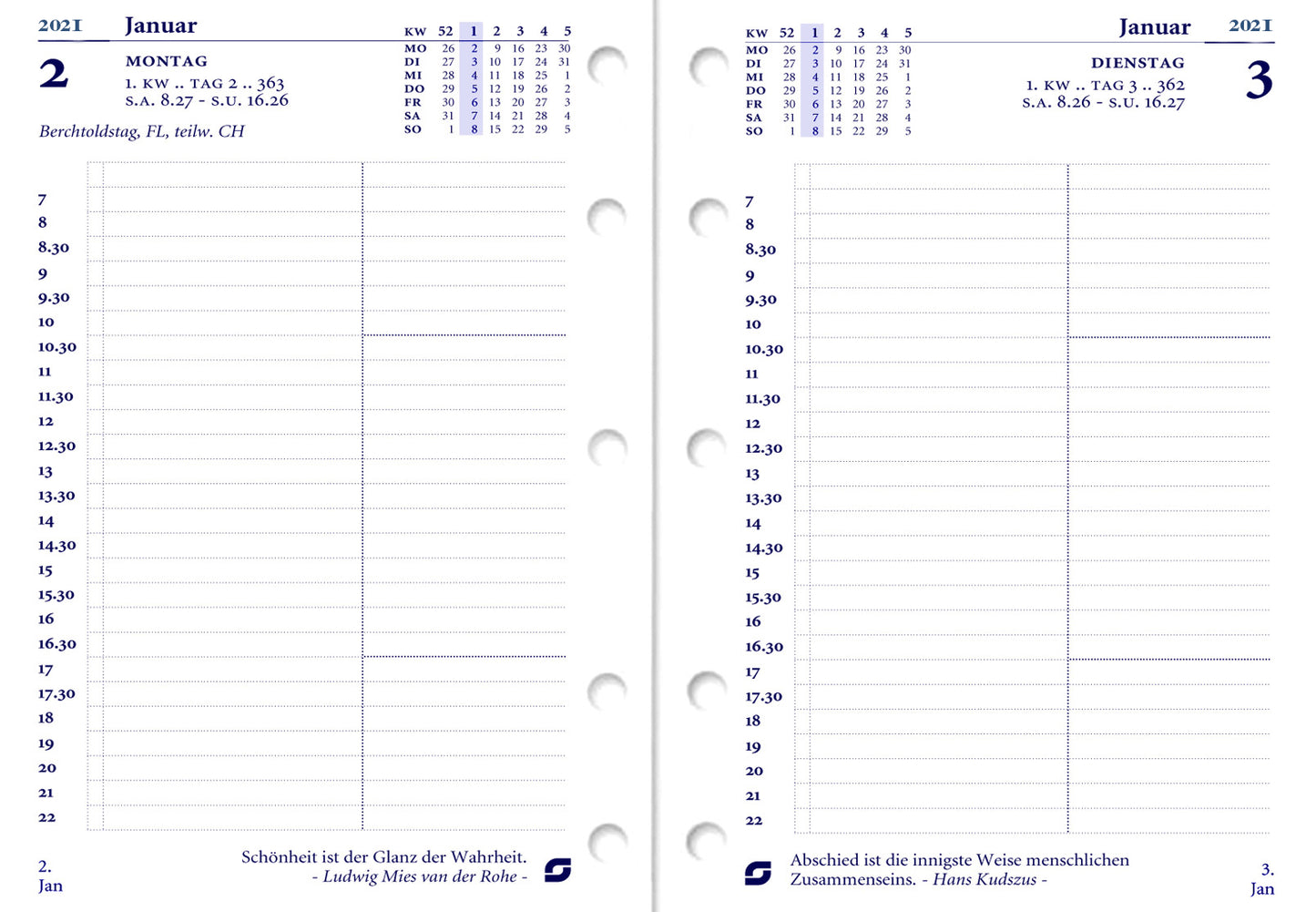 Succes Calendar Mini 1 day per page 4 languages (DE-NL-EN-FR) white 2024 --OUT OF STOCK --