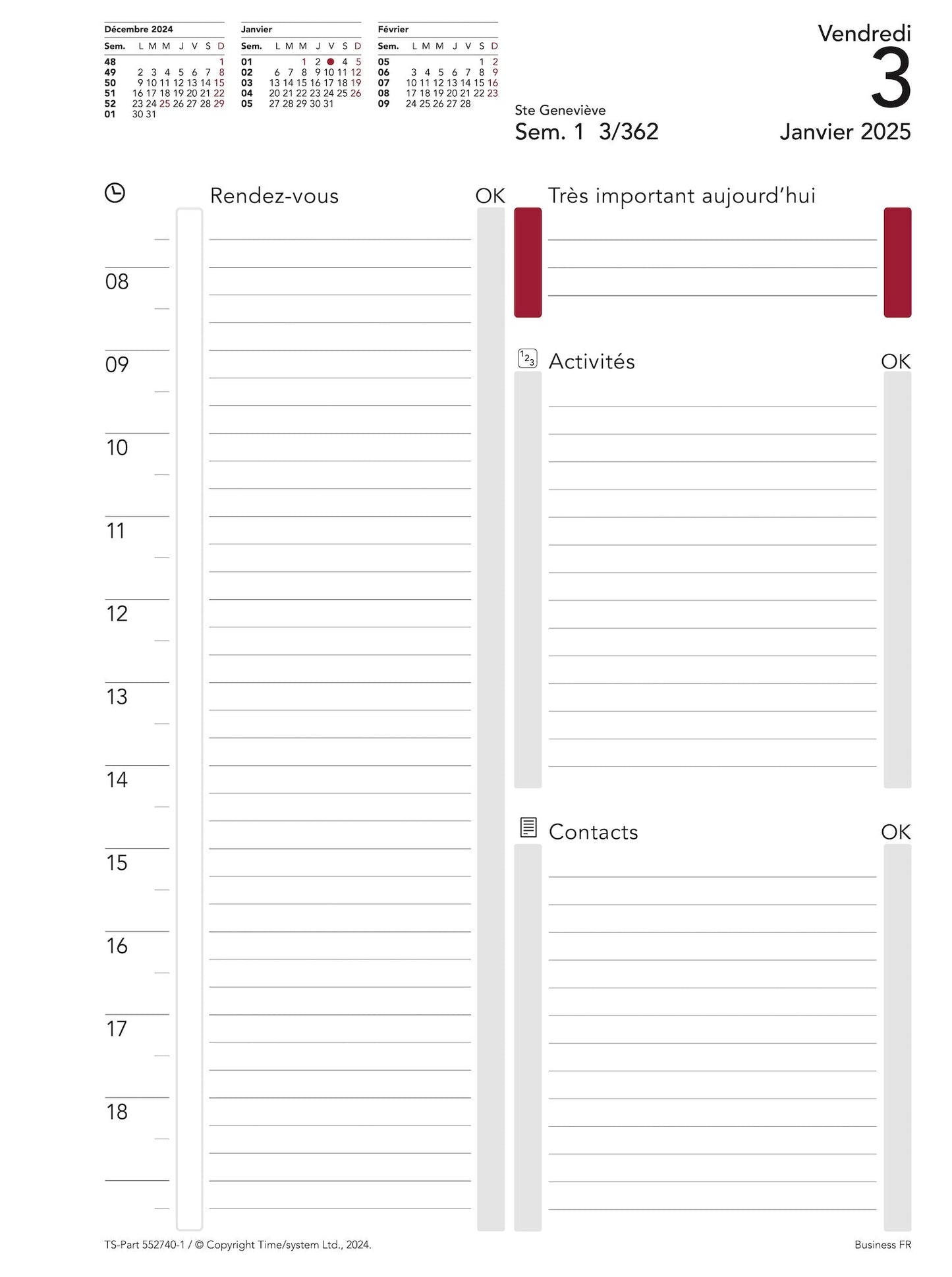 Business A5 Annual Content 2025 Plan Journée - Français