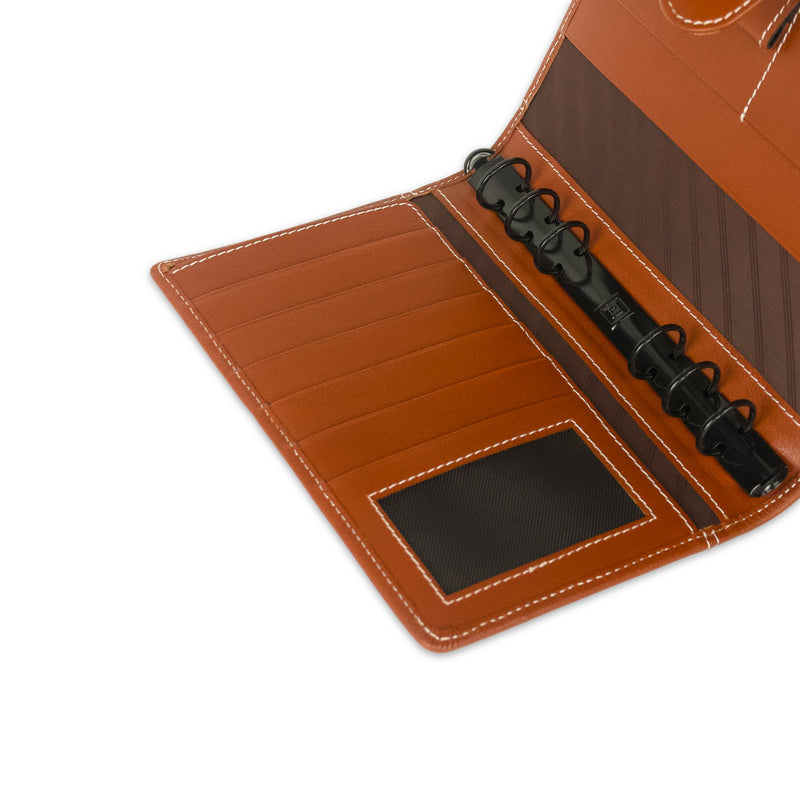 Compact Montana Brown Ring Binder with Button Closure