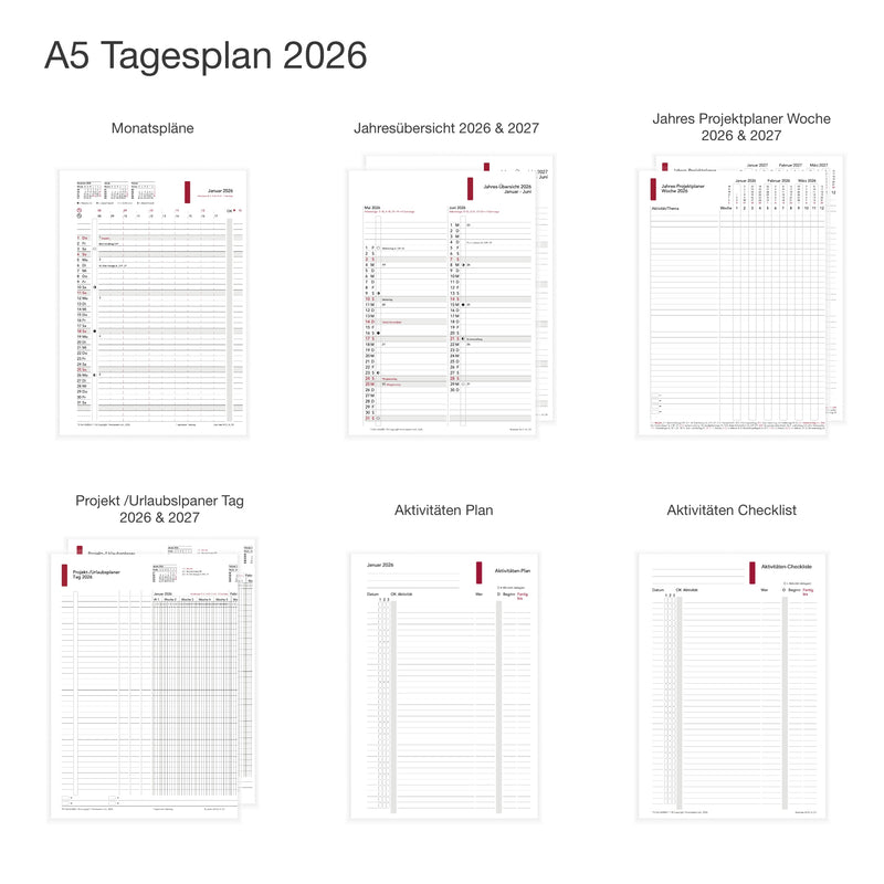 Business A5 Annual Content 2026 Tagesplanung - Deutsch