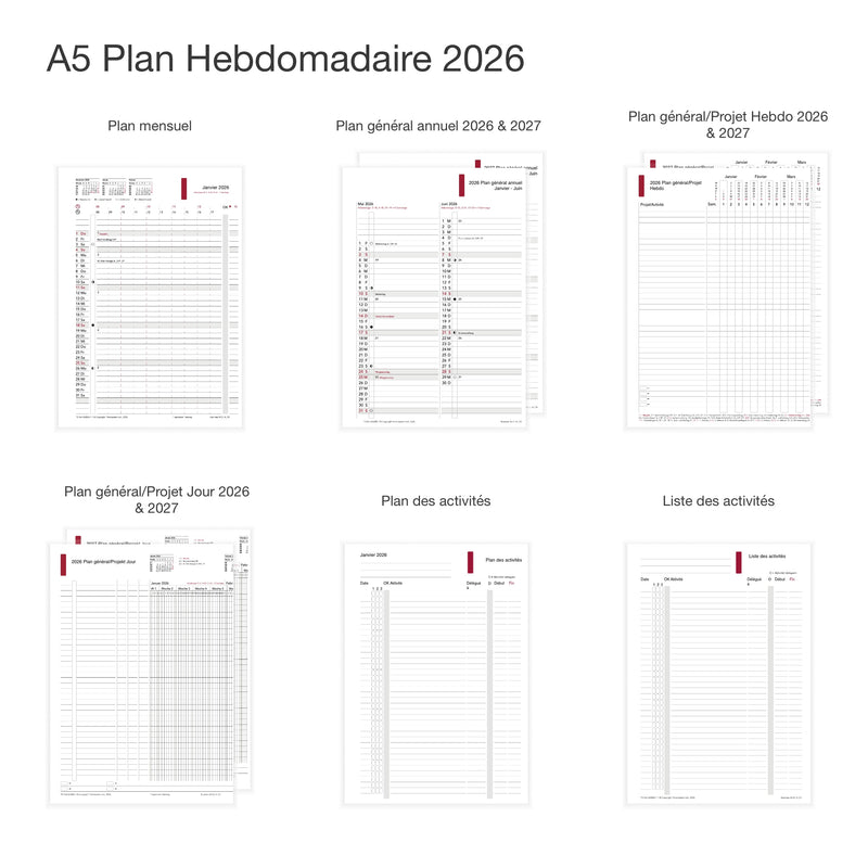 Business A5 Annual Content 2026 Hebdomadaire - Français