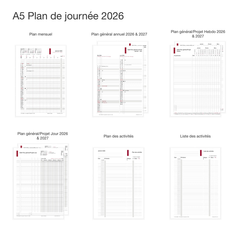 Business A5 Annual Content 2026 Plan de journée - Français
